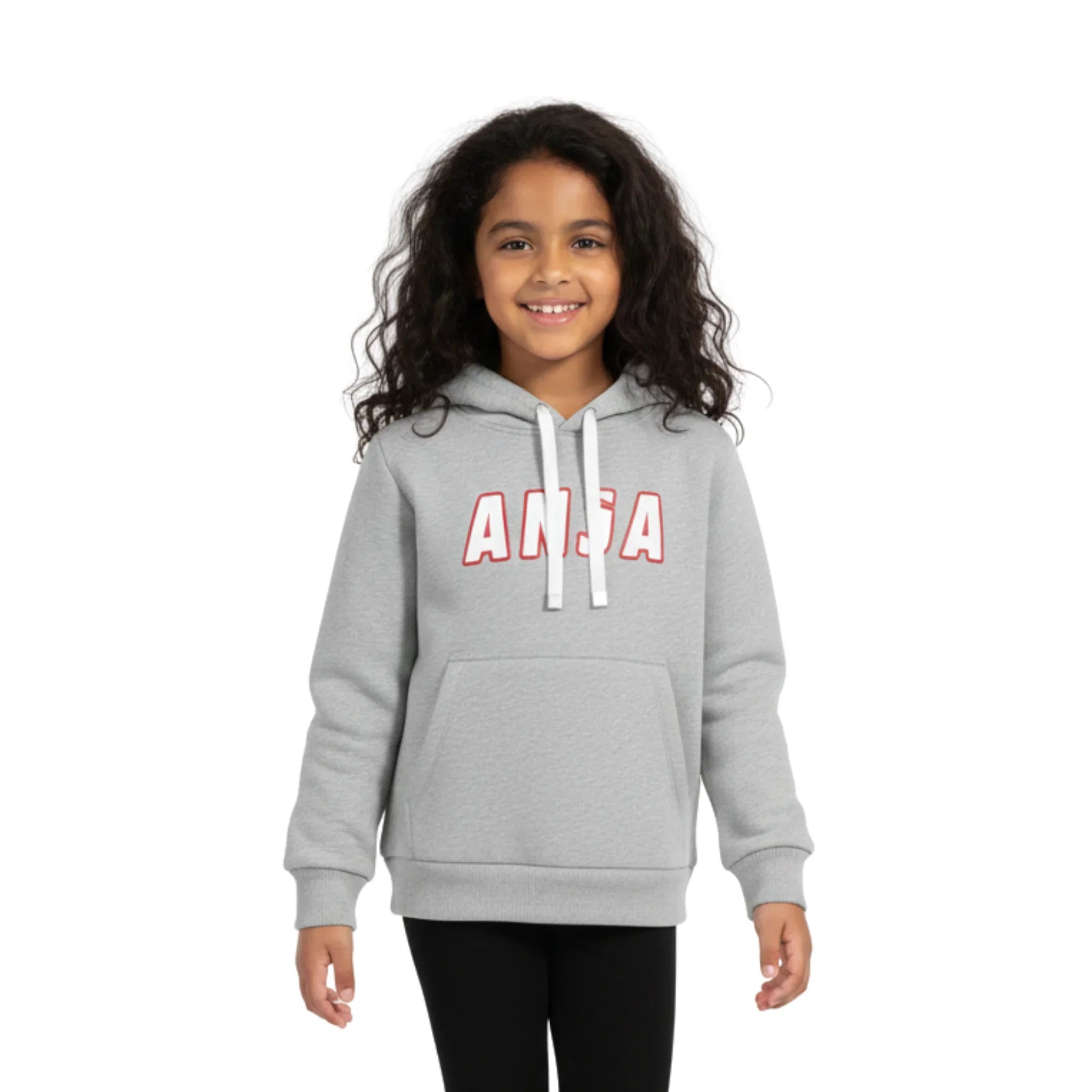 Graphic Logo Kangaroo Pockets Hoodie - Grey