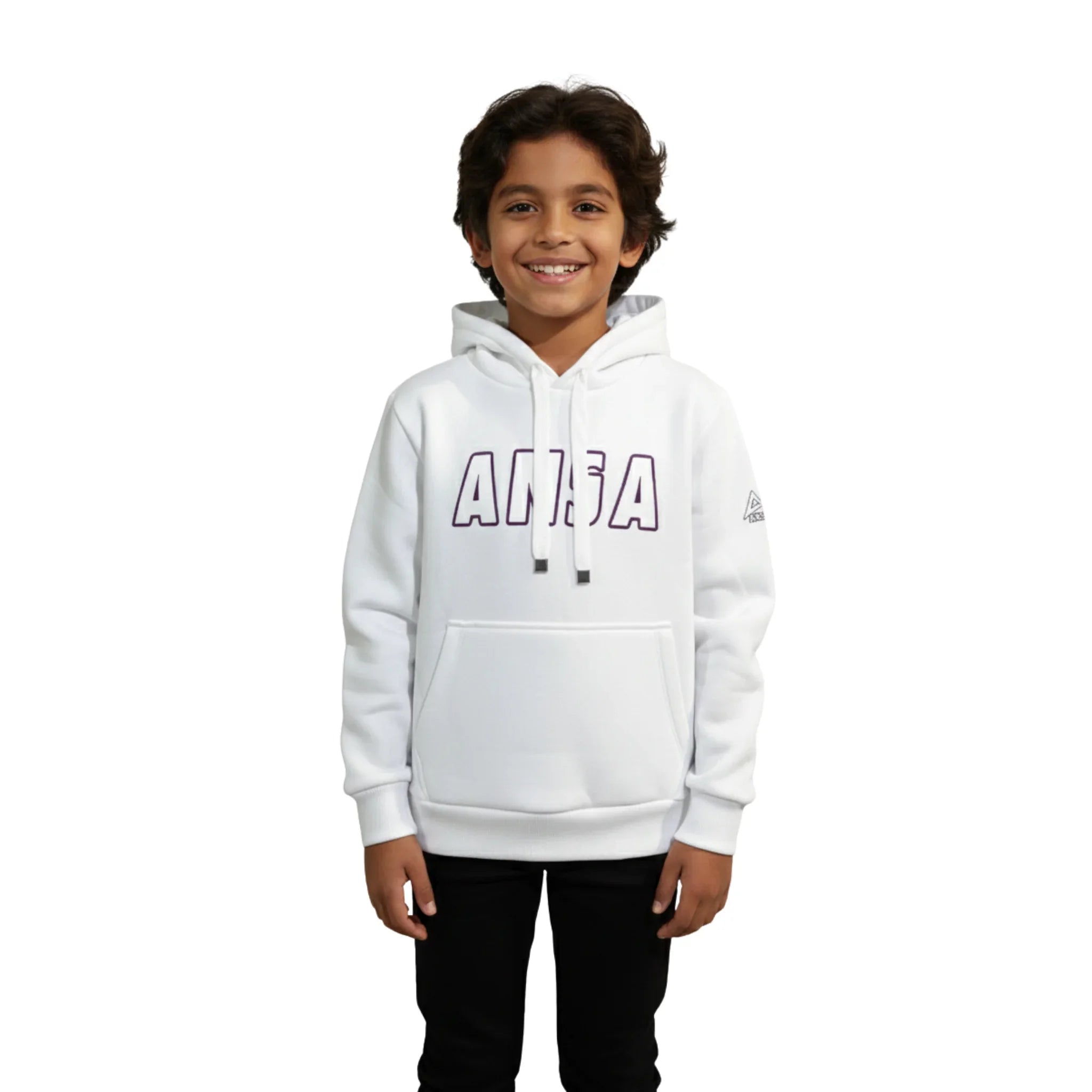 Graphic Logo Kangaroo Pockets Hoodie - White