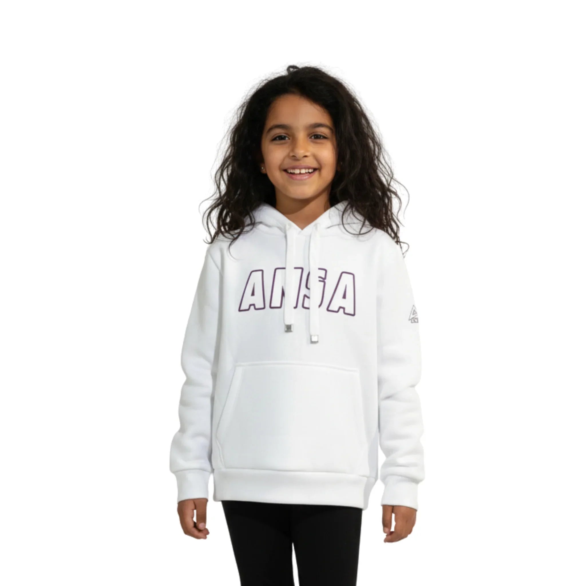 Graphic Logo Kangaroo Pockets Hoodie - White