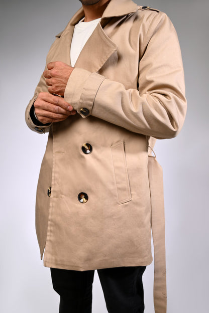 Beige Gabardine Trench Jacket