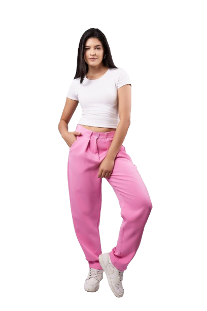 High-Waisted Classic Pants - Pink
