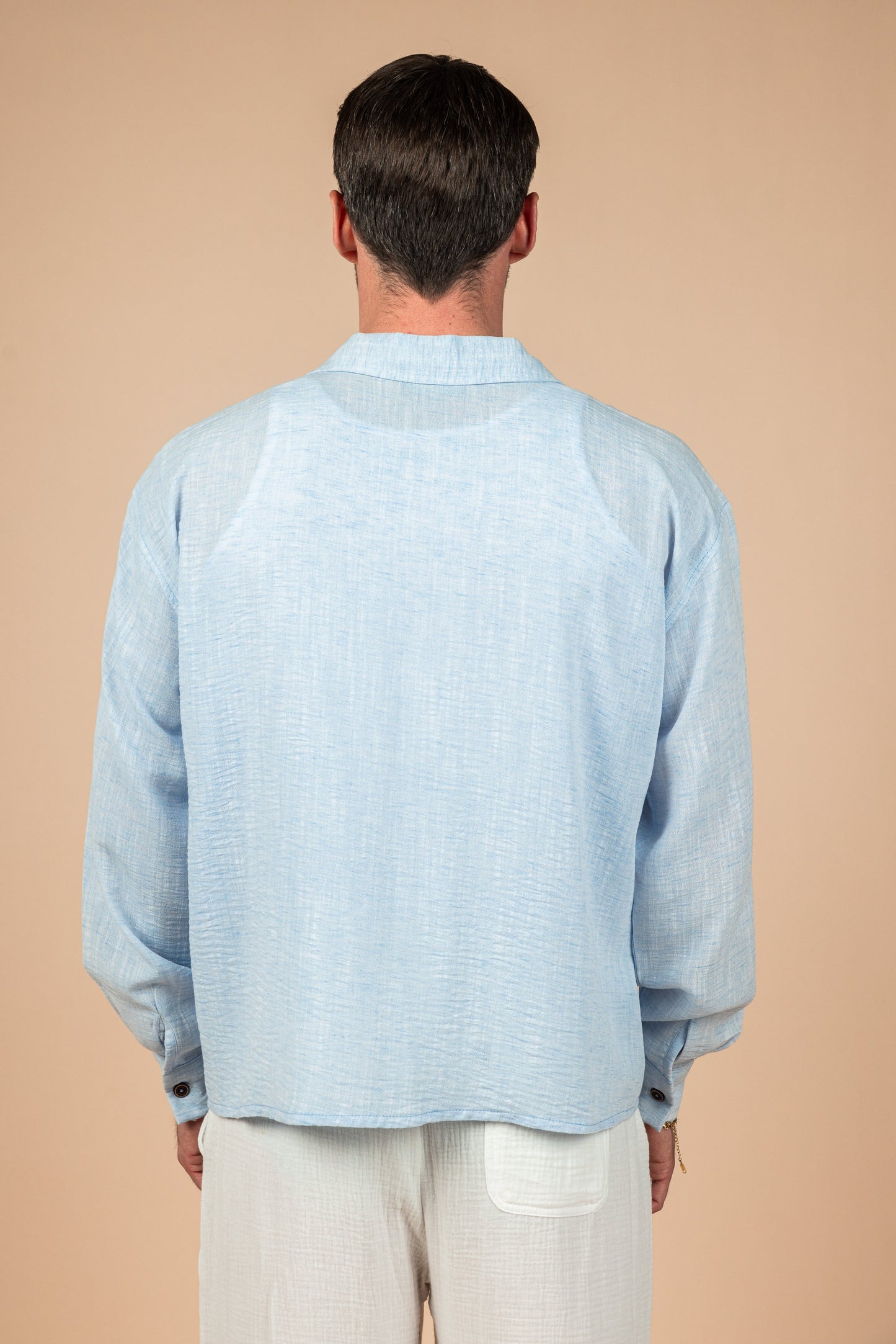 Sky Blue Boxy Fit Linen Shirt
