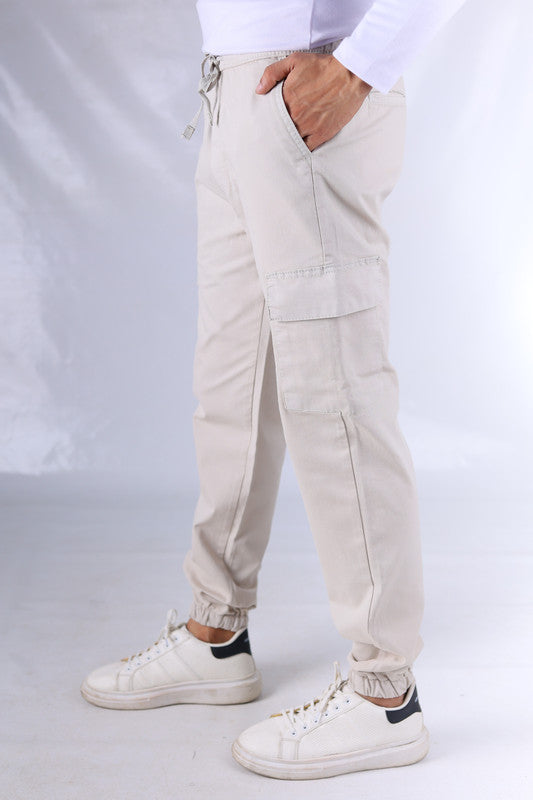 Gabardin Cargo Pants - Beige