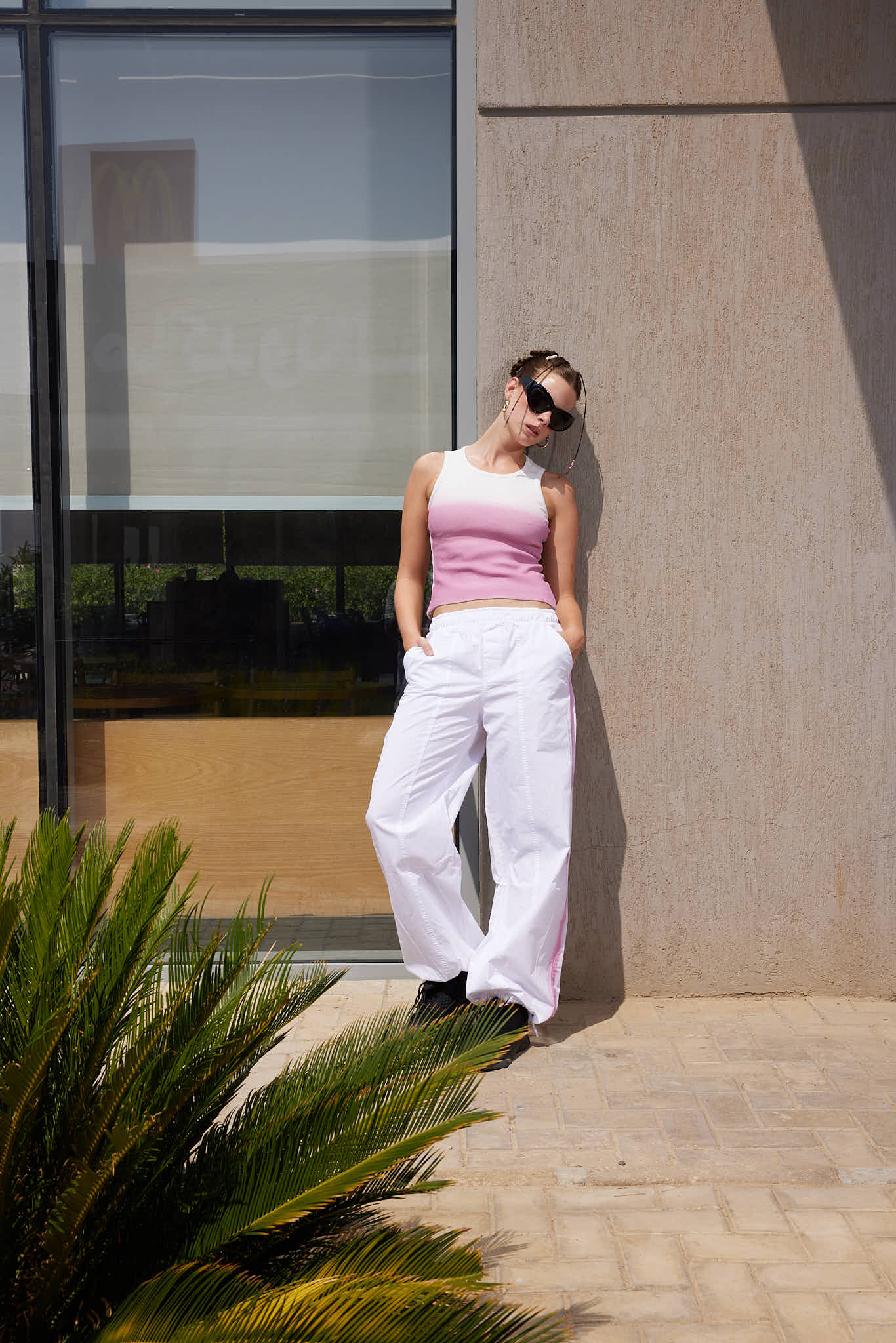 Gabardine Parachute Pants - White
