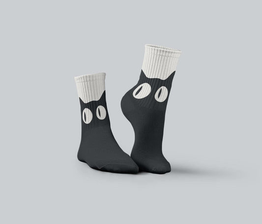 Cotton Cat-Eye Crew Socks – Black
