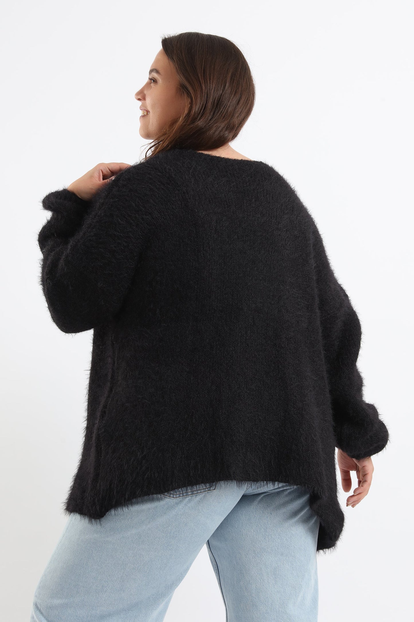 Oversized Plain Fleece Cardigan