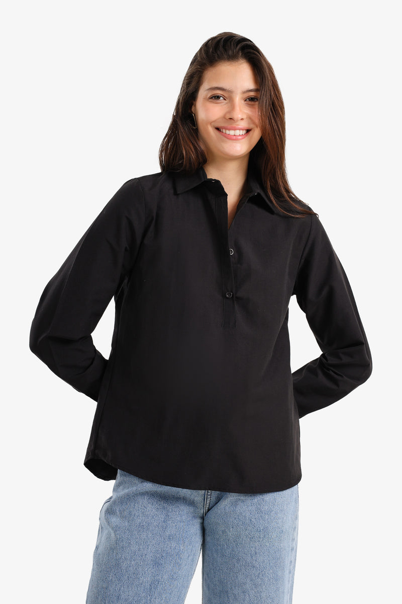 Cotton Solid Shirt – Black