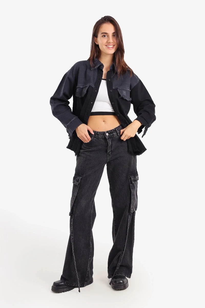 Denim Two-Tone Shirt – Black