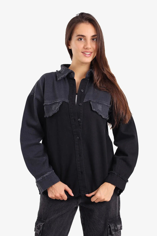 Denim Two-Tone Shirt – Black