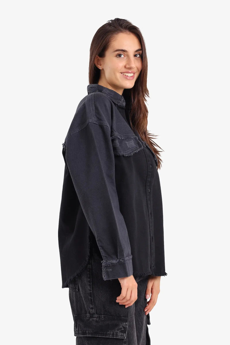 Denim Two-Tone Shirt – Black