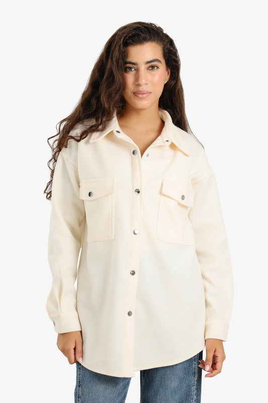 Plain Pocketed Overshirt – Off White