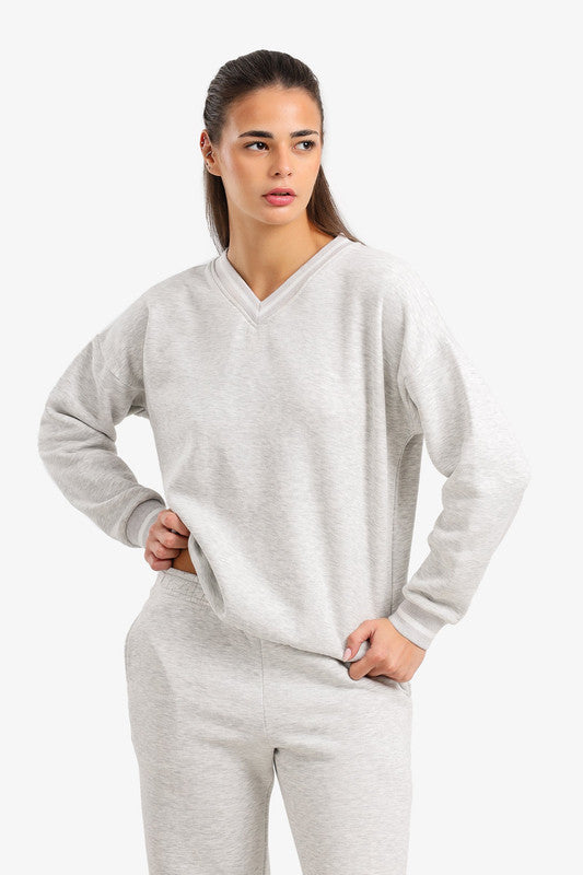 V-Neck Lounge Sweatshirt – Grey
