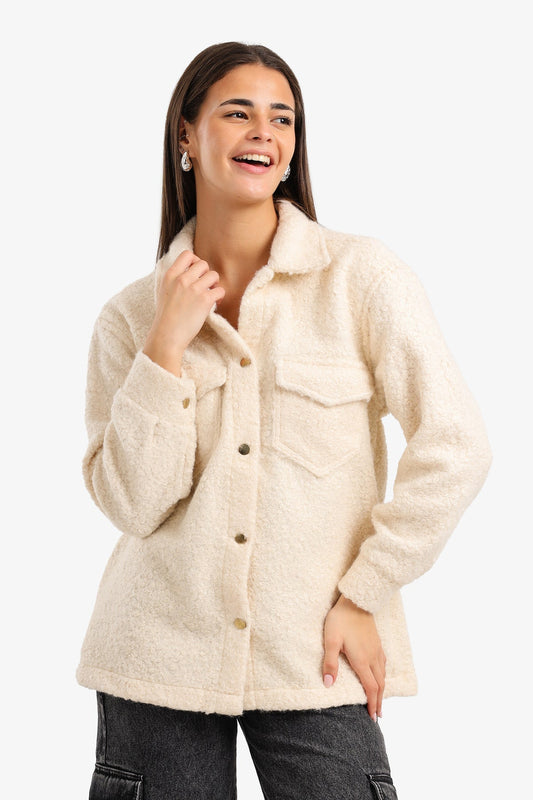 Wool Textured Shacket – Off White