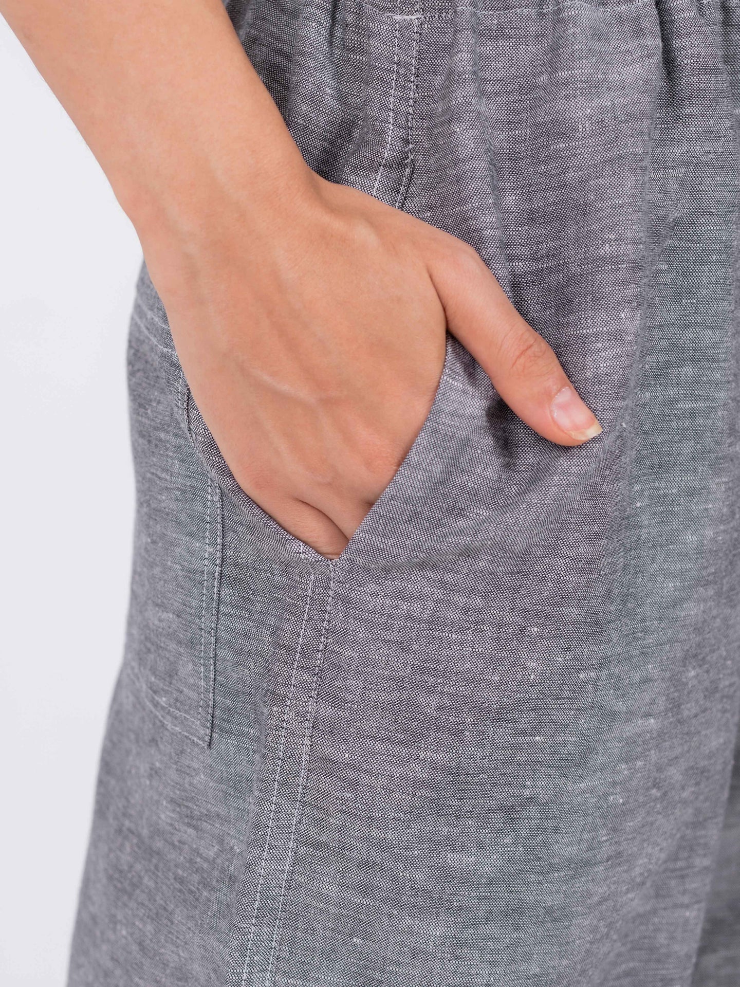 Linen Wide-Leg Trousers - Grey