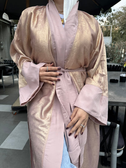 Metallic Satin Solid Kaftan – Pink