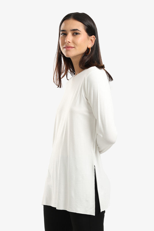 Poplin Solid Long Sleeve T-Shirt – Off White