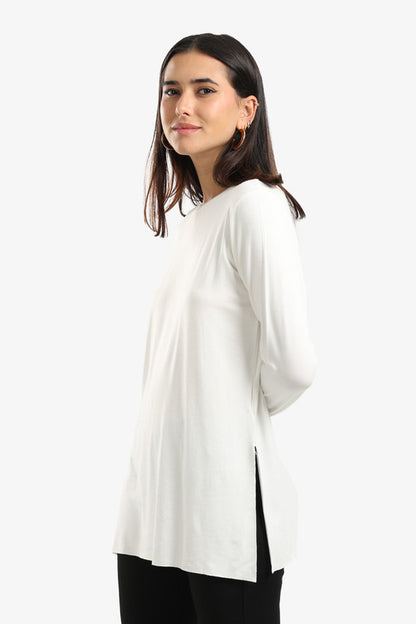 Poplin Solid Long Sleeve T-Shirt – Off White