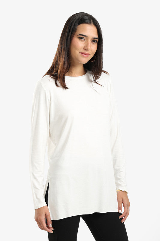 Poplin Solid Long Sleeve T-Shirt – Off White