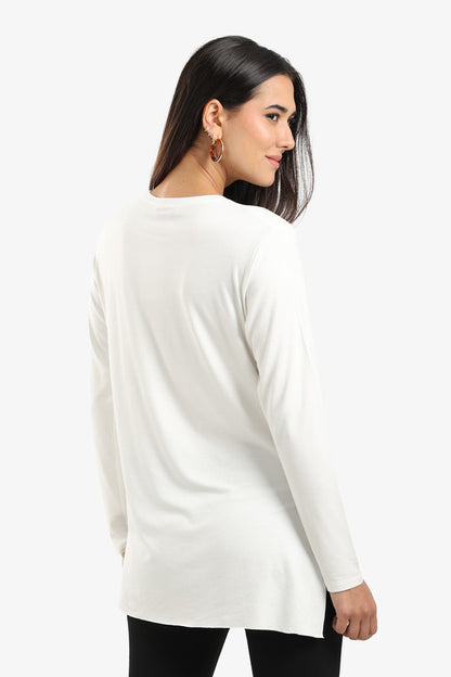 Poplin Solid Long Sleeve T-Shirt – Off White
