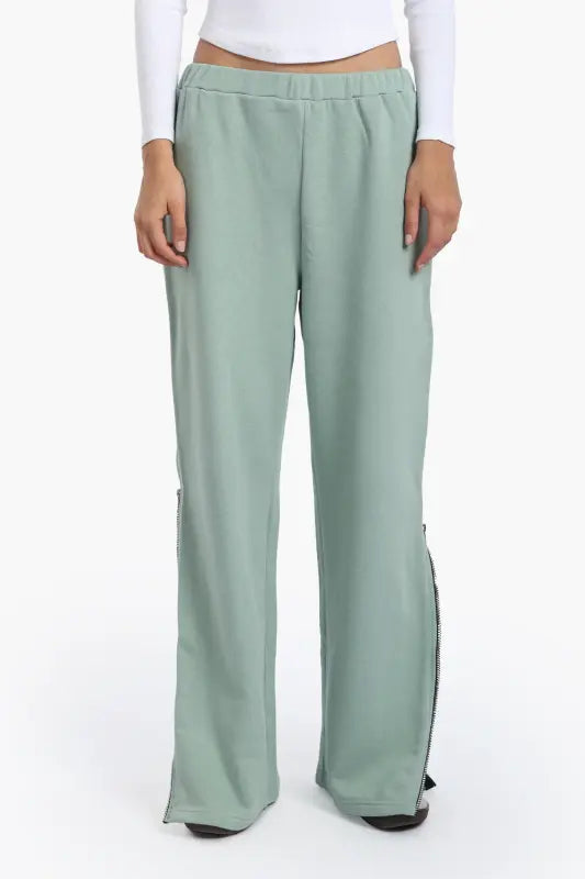 Cotton Blend Solid Lounge Pants – Light Mint