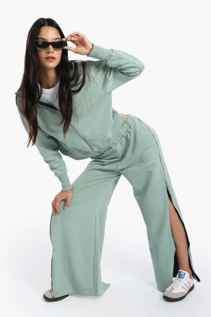 Cotton Blend Solid Lounge Pants – Light Mint