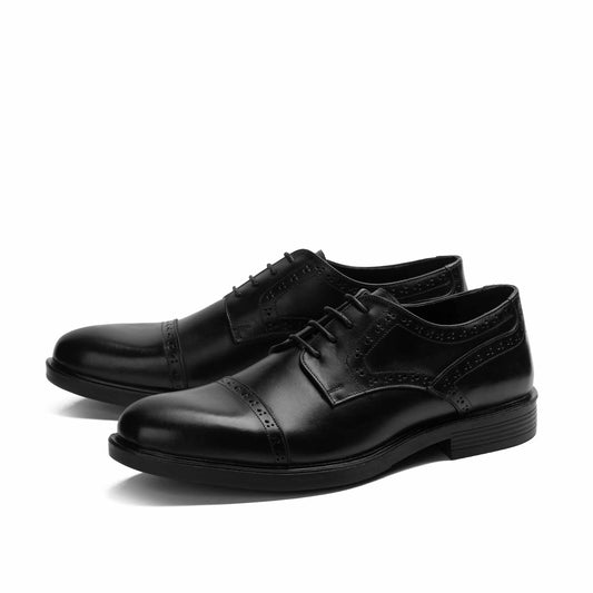 Classic Leather Derby Toe Shoes-Black