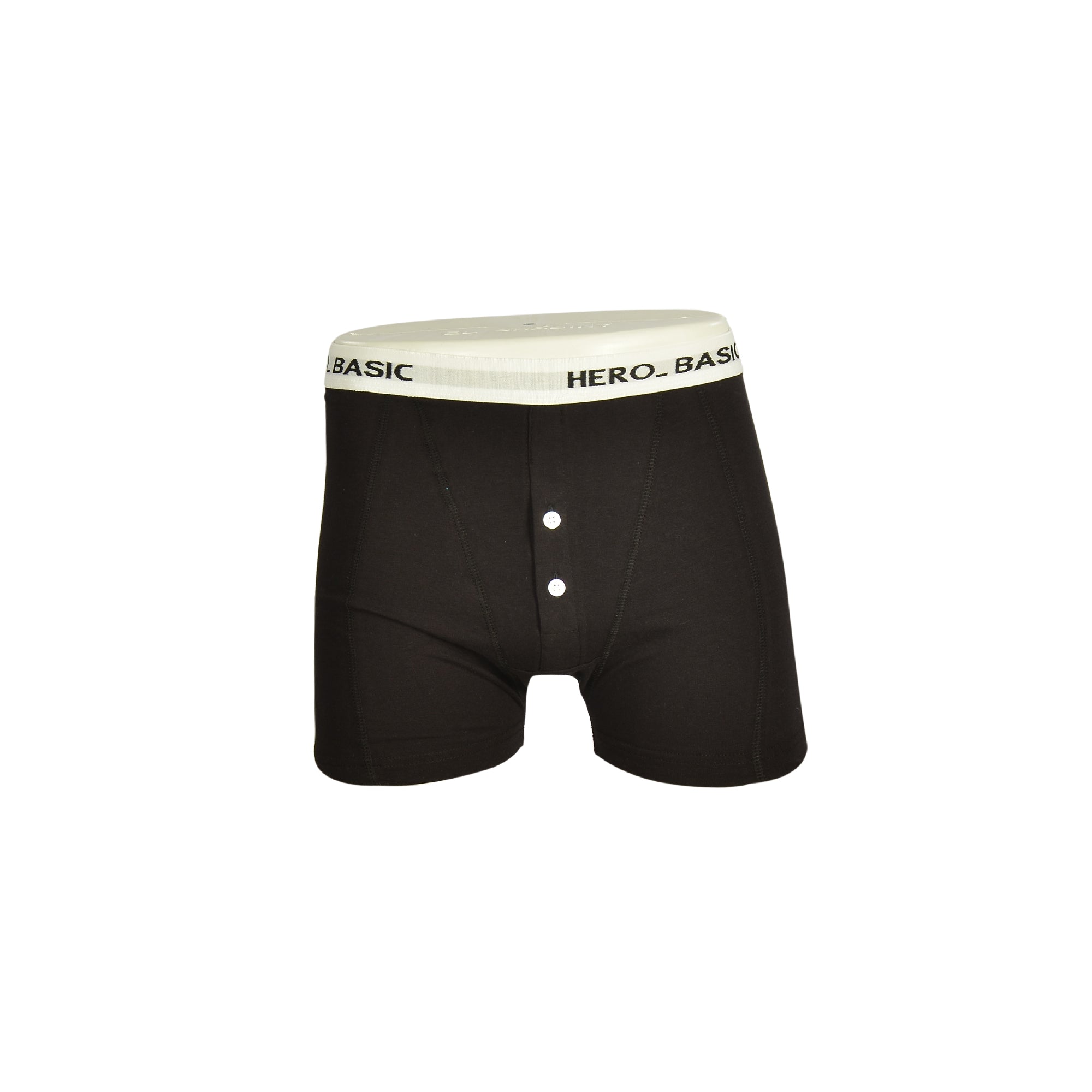 Cotton Lycra Plain Front Button Boxer – Black