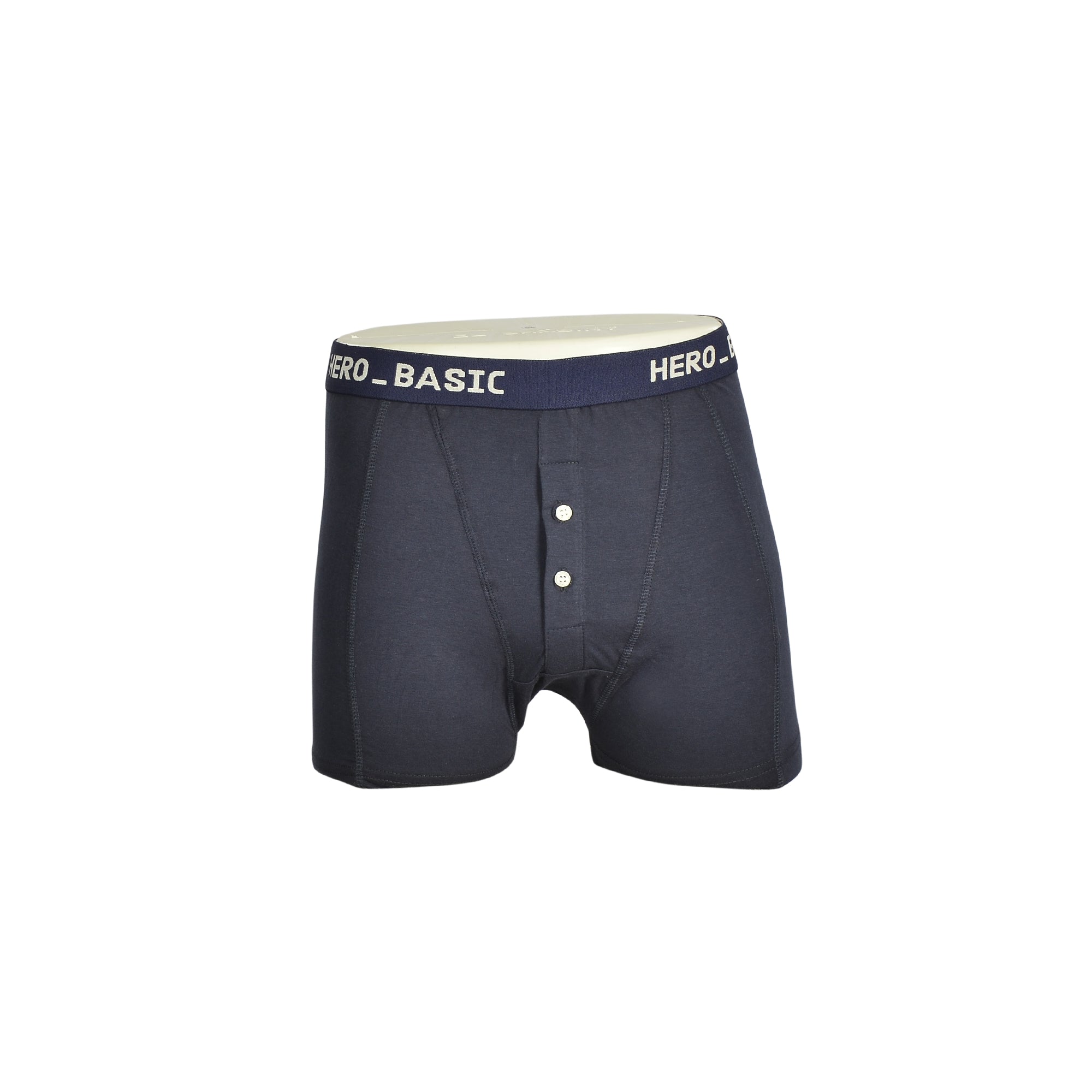 Cotton Lycra Plain Front Button Boxer – Navy