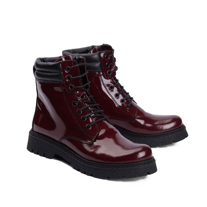 Brio Burgundy Enigma Natural Leather Lace Up Boot