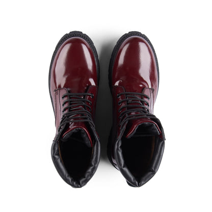 Brio Burgundy Enigma Natural Leather Lace Up Boot