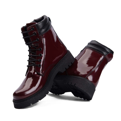 Brio Burgundy Enigma Natural Leather Lace Up Boot