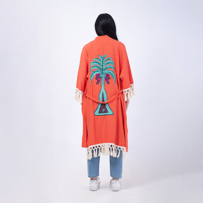 Casual Back Embroidered Kimono