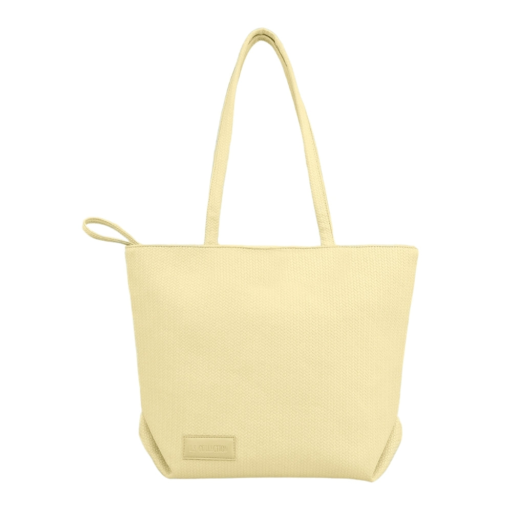 Textured Large Tote Bag - Yellow