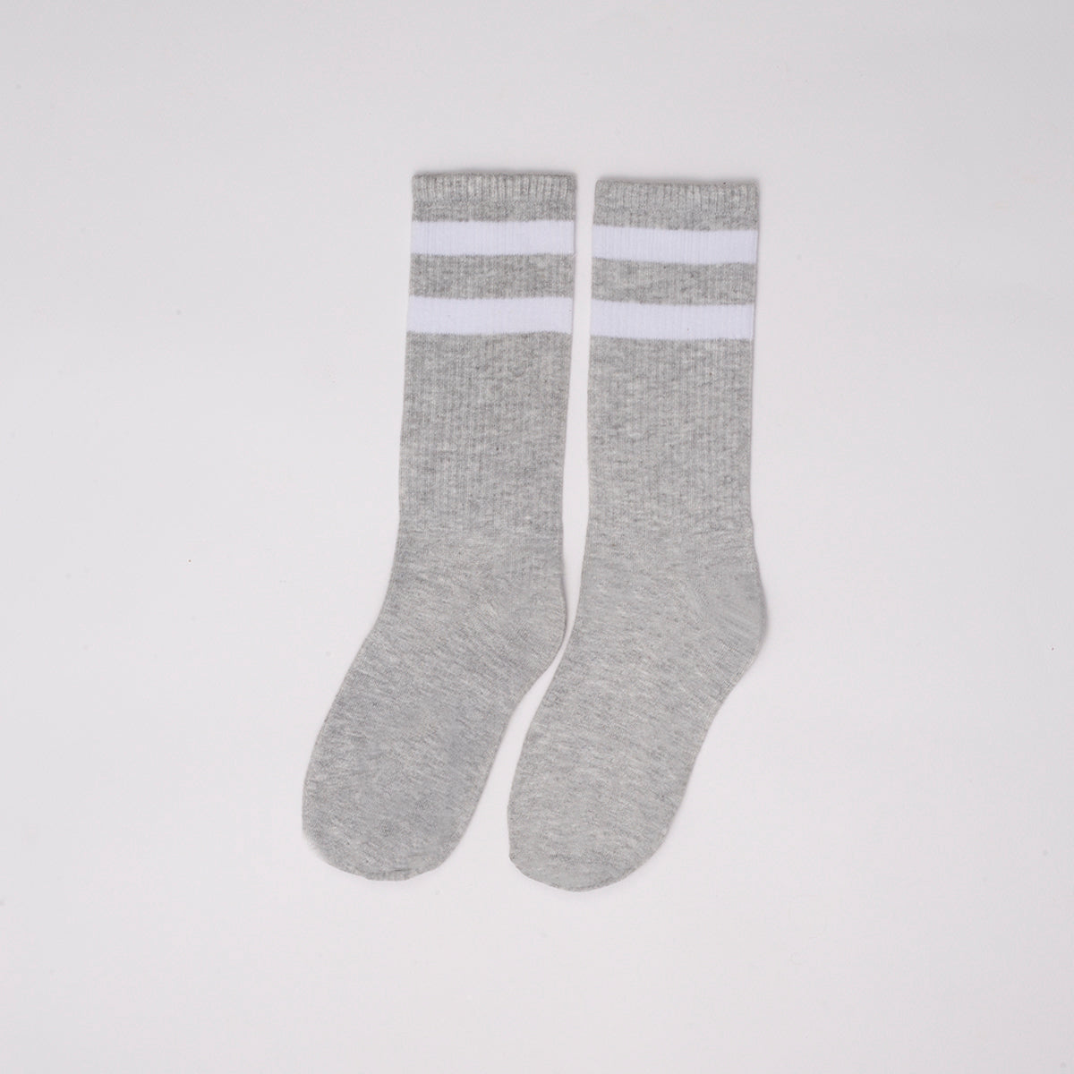 Cotton Basic Striped Crew Socks – Grey