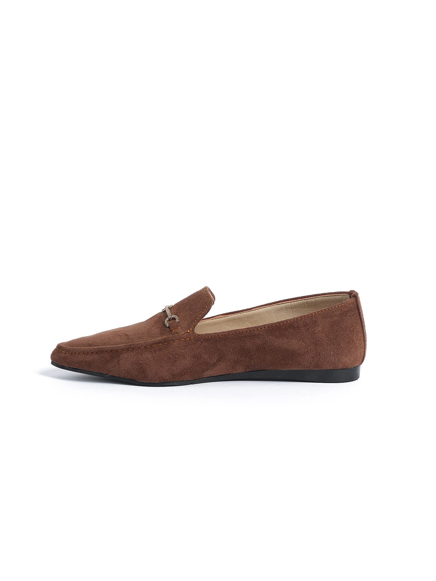 Suede Flat Ballerina Shoes Sharp Edge With Accessories