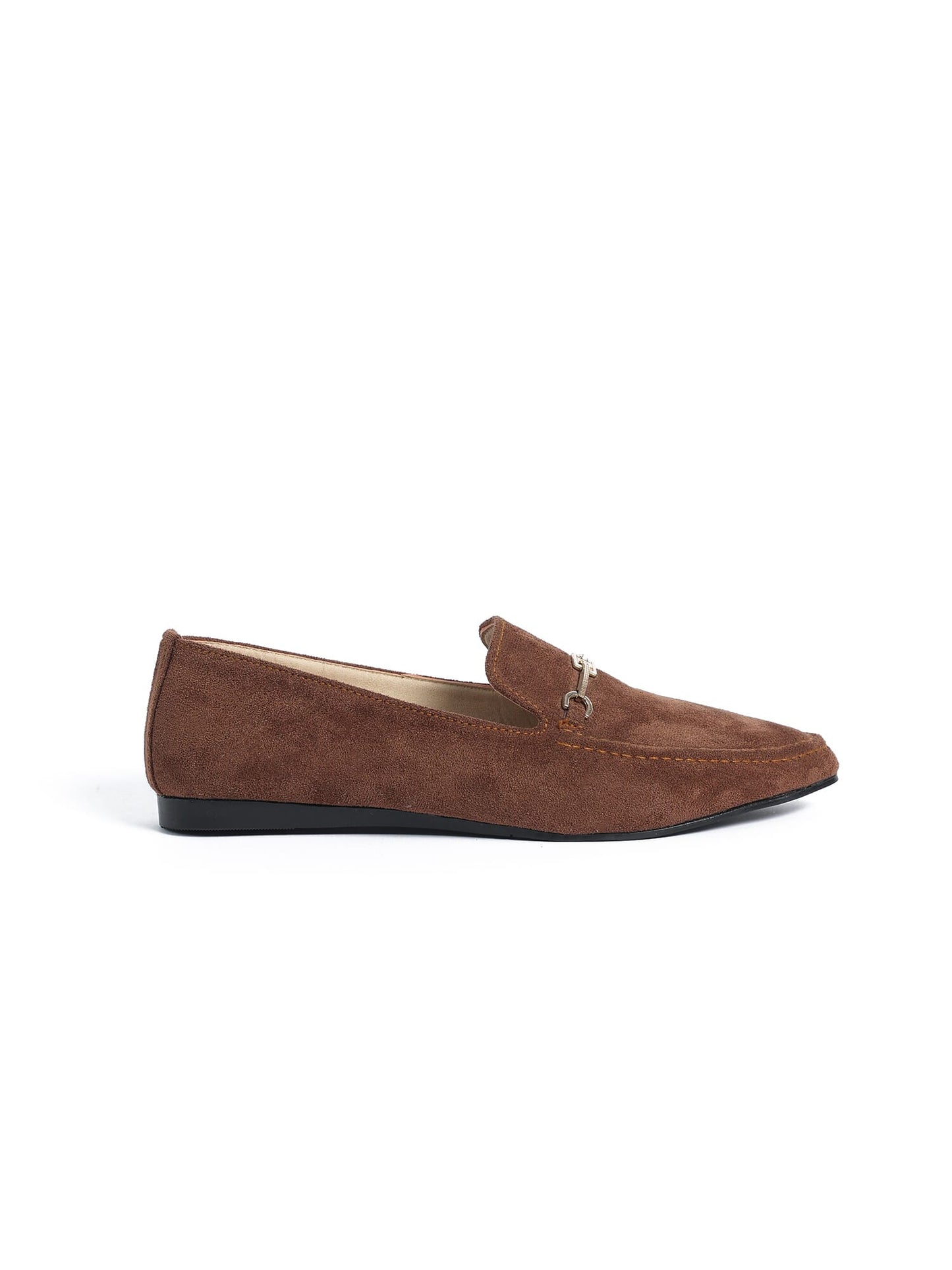 Suede Flat Ballerina Shoes Sharp Edge With Accessories