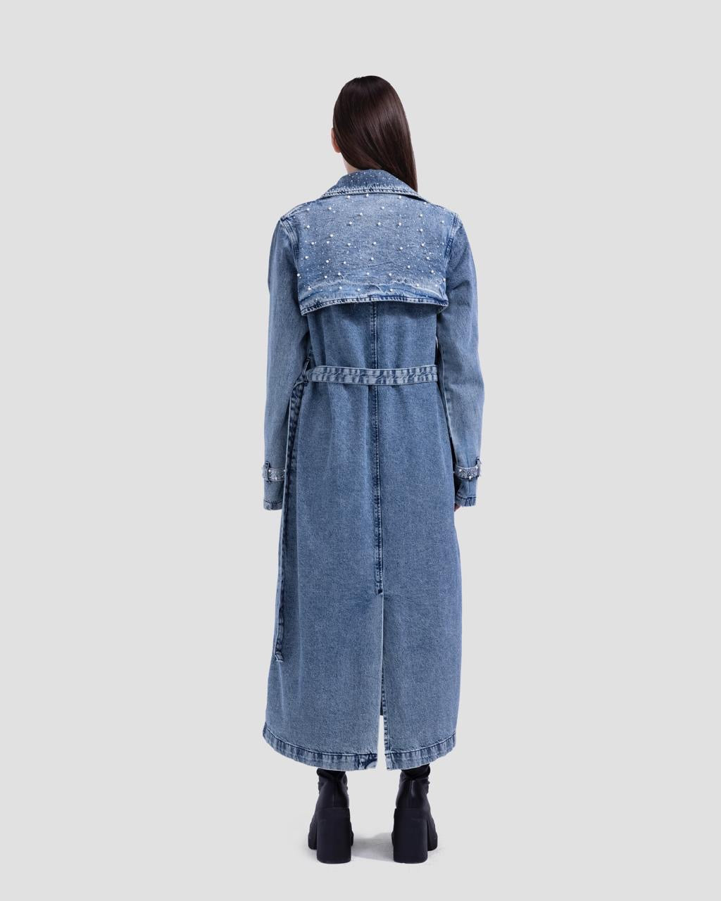 Bling Denim Trench Coat