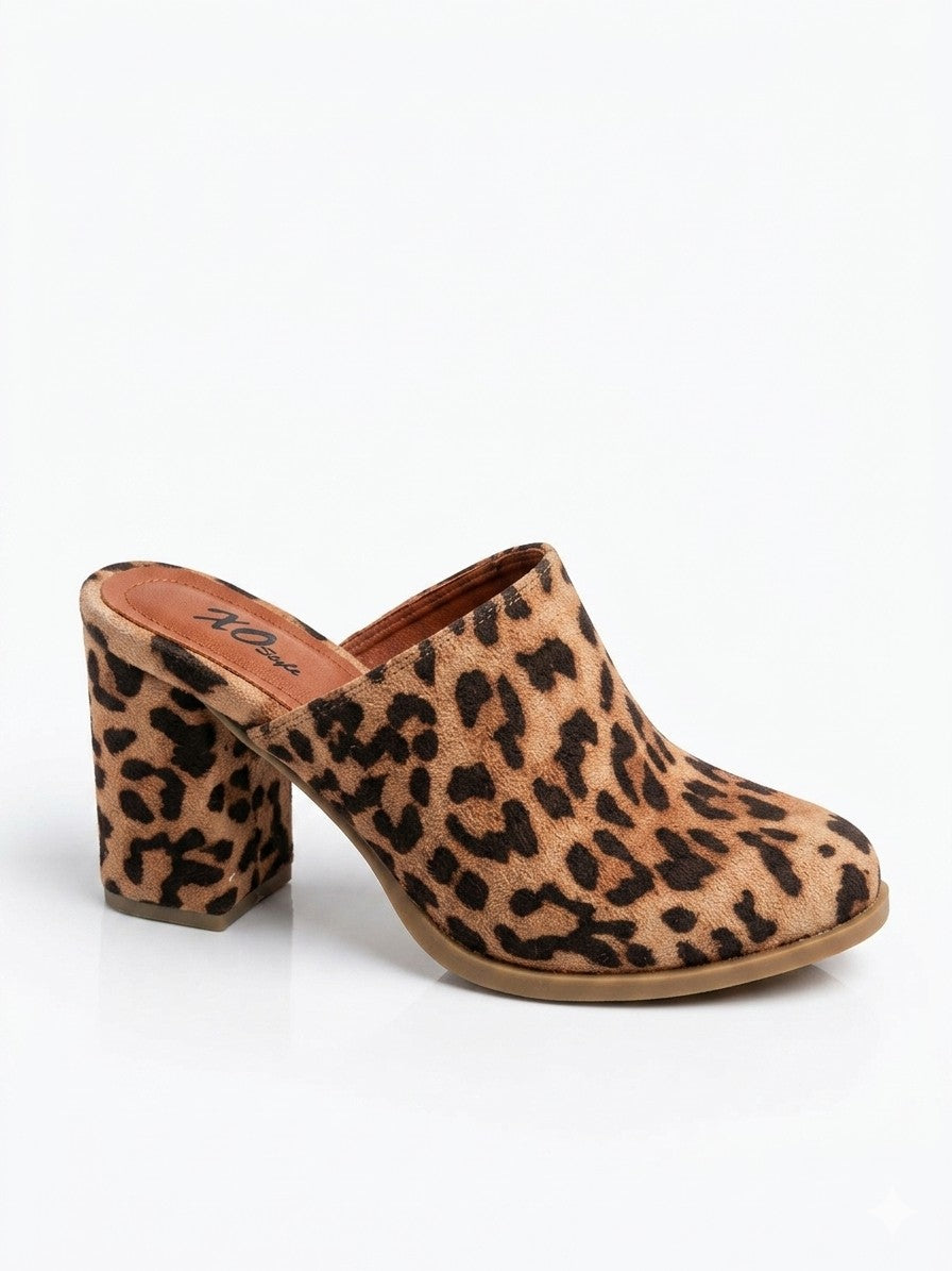 Leopard Print Wide Heel Sandals – Brown