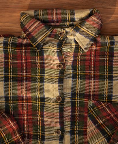 Rustic Plaid Flannel Shirt - Burgandy