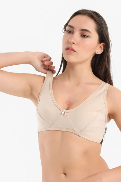 Full Bust Wireless Bra - Beige