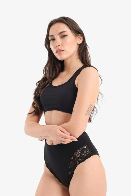 Cropped Tank Top Sport Bra Black