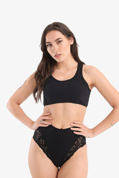 Cropped Tank Top Sport Bra Black