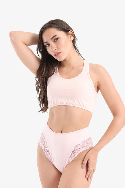 Cropped Tank Top Sport Bra - Pink