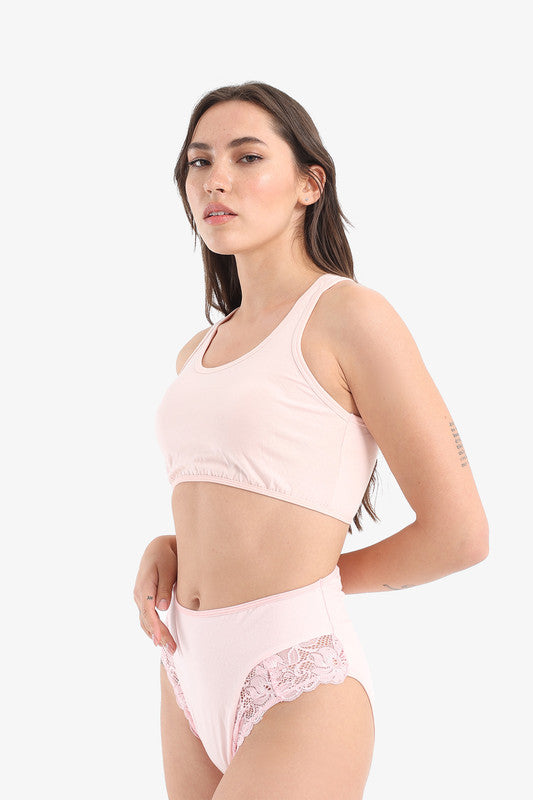 Cropped Tank Top Sport Bra - Pink