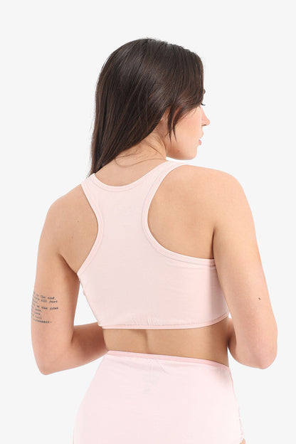 Cropped Tank Top Sport Bra - Pink