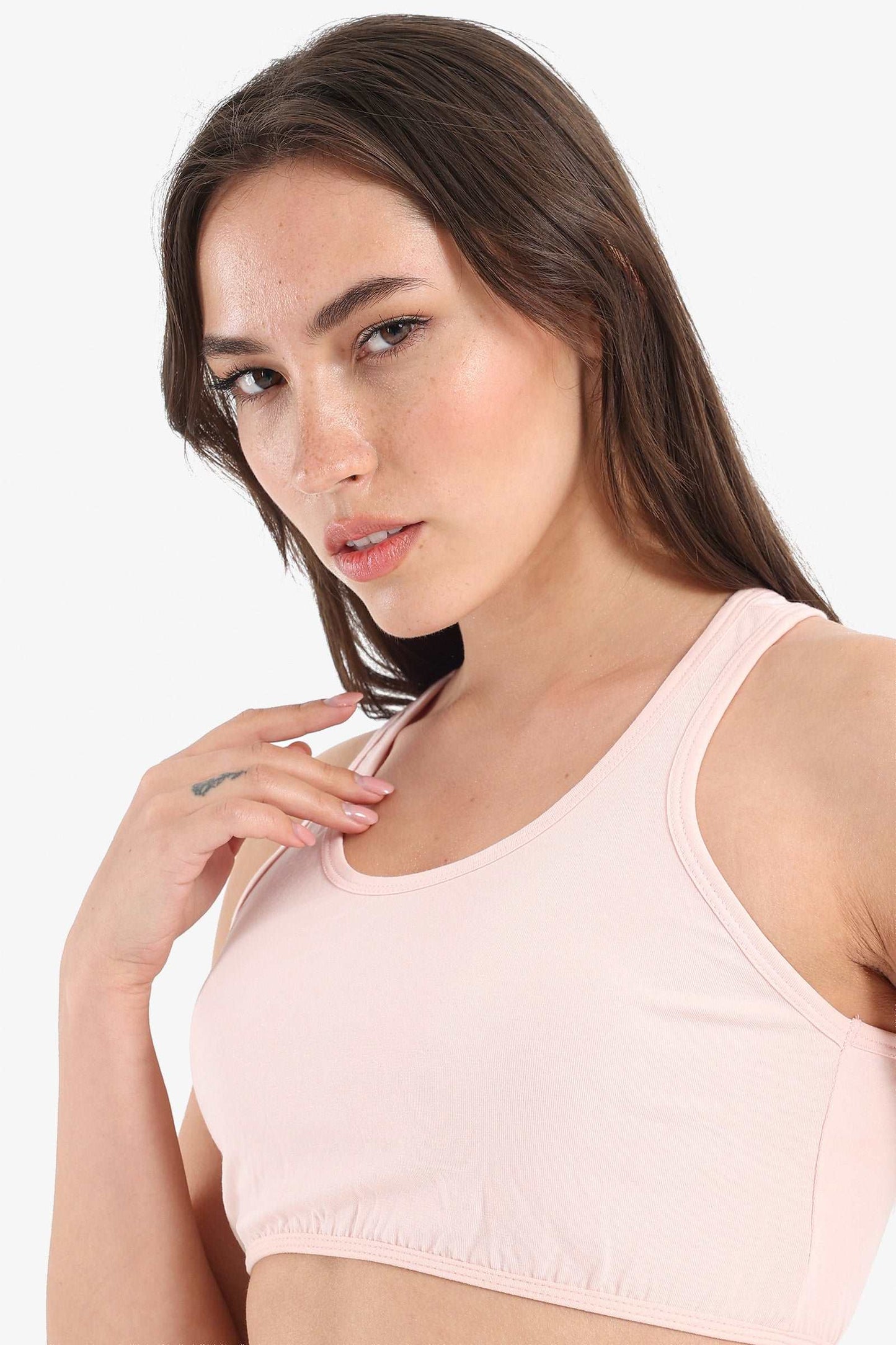 Cropped Tank Top Sport Bra - Off White