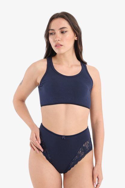 Cropped Tank Top Sport Bra - Navy