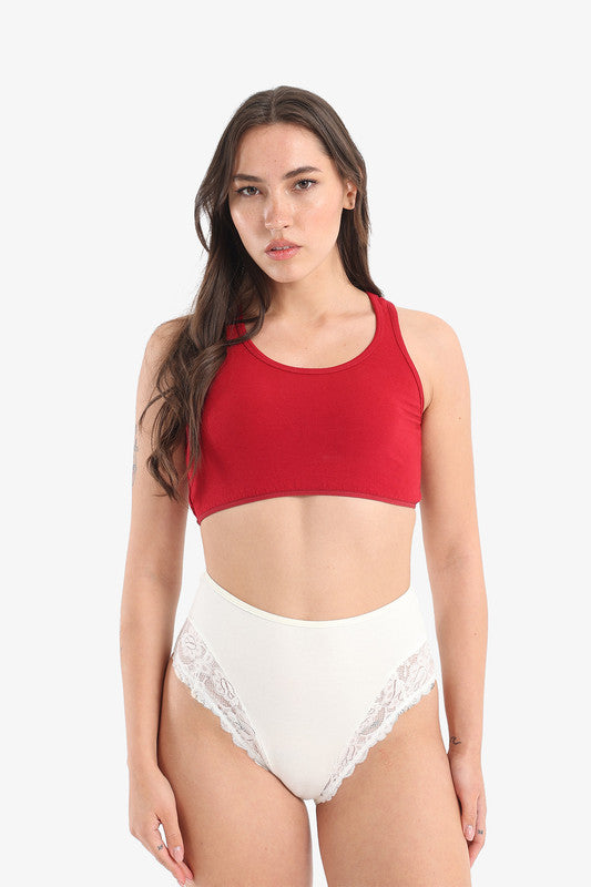 Cropped Tank Top Sport Bra - Red