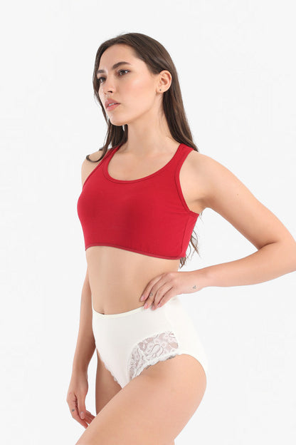 Cropped Tank Top Sport Bra - Red