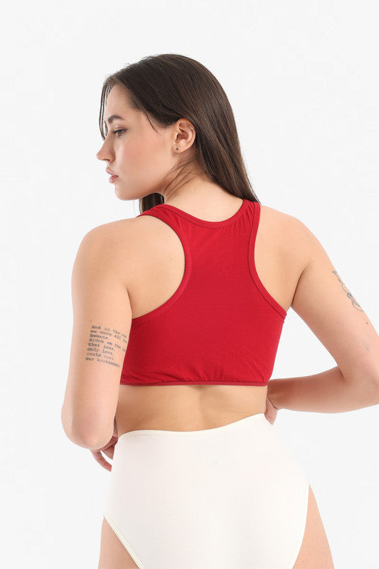 Cropped Tank Top Sport Bra - Red